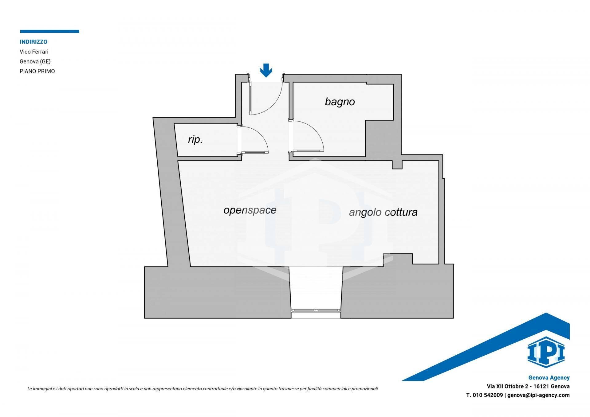 One-room apartment Vico Ferrari, Genova (neighborhood Centro Storico) - floor plans 1