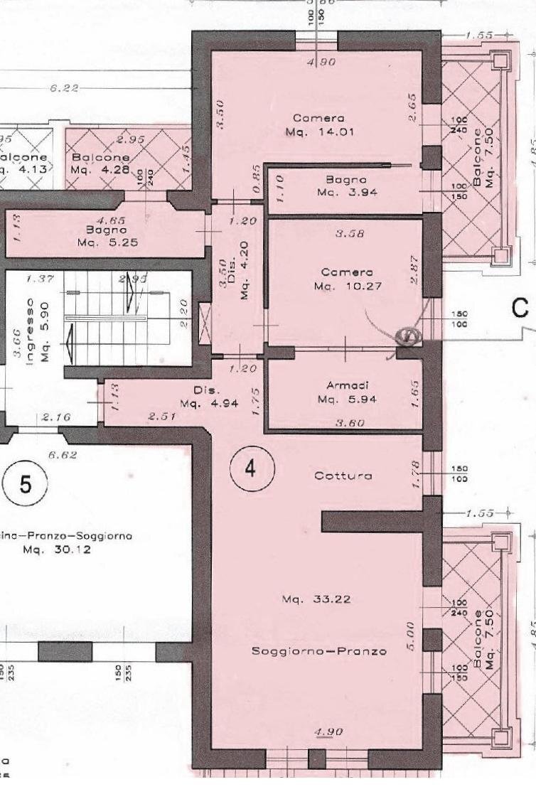 Four-room apartment viale Roma, 167, Pietrasanta - floor plans 1