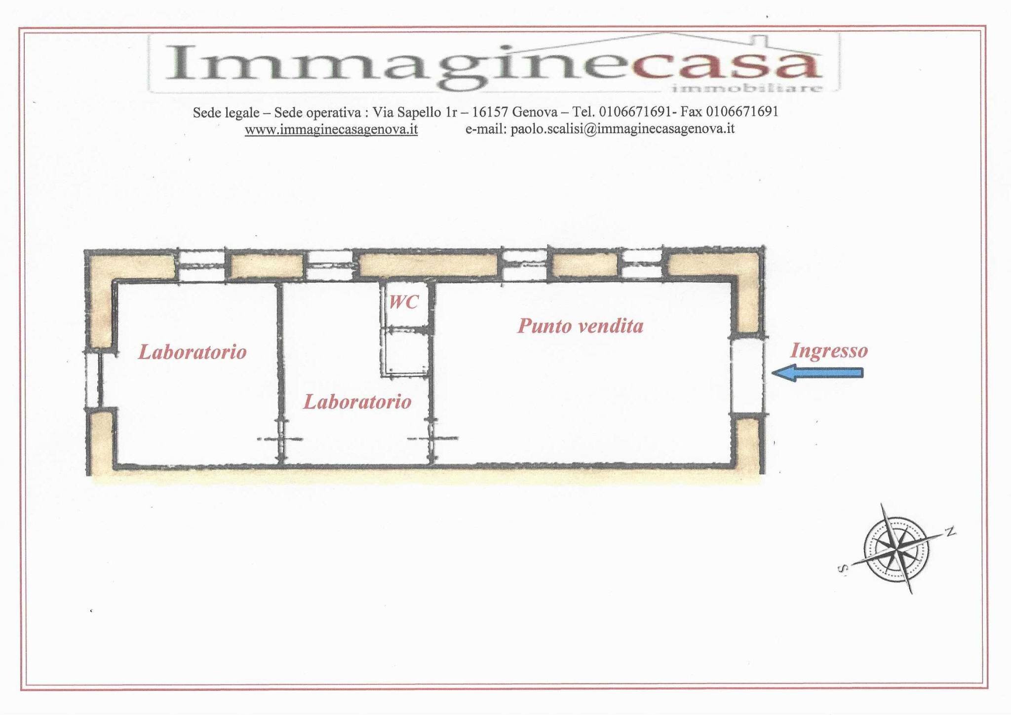 Alimentari - Gastronomia via Cesare Airaghi, Genova (zona Prà) - planimetria 1