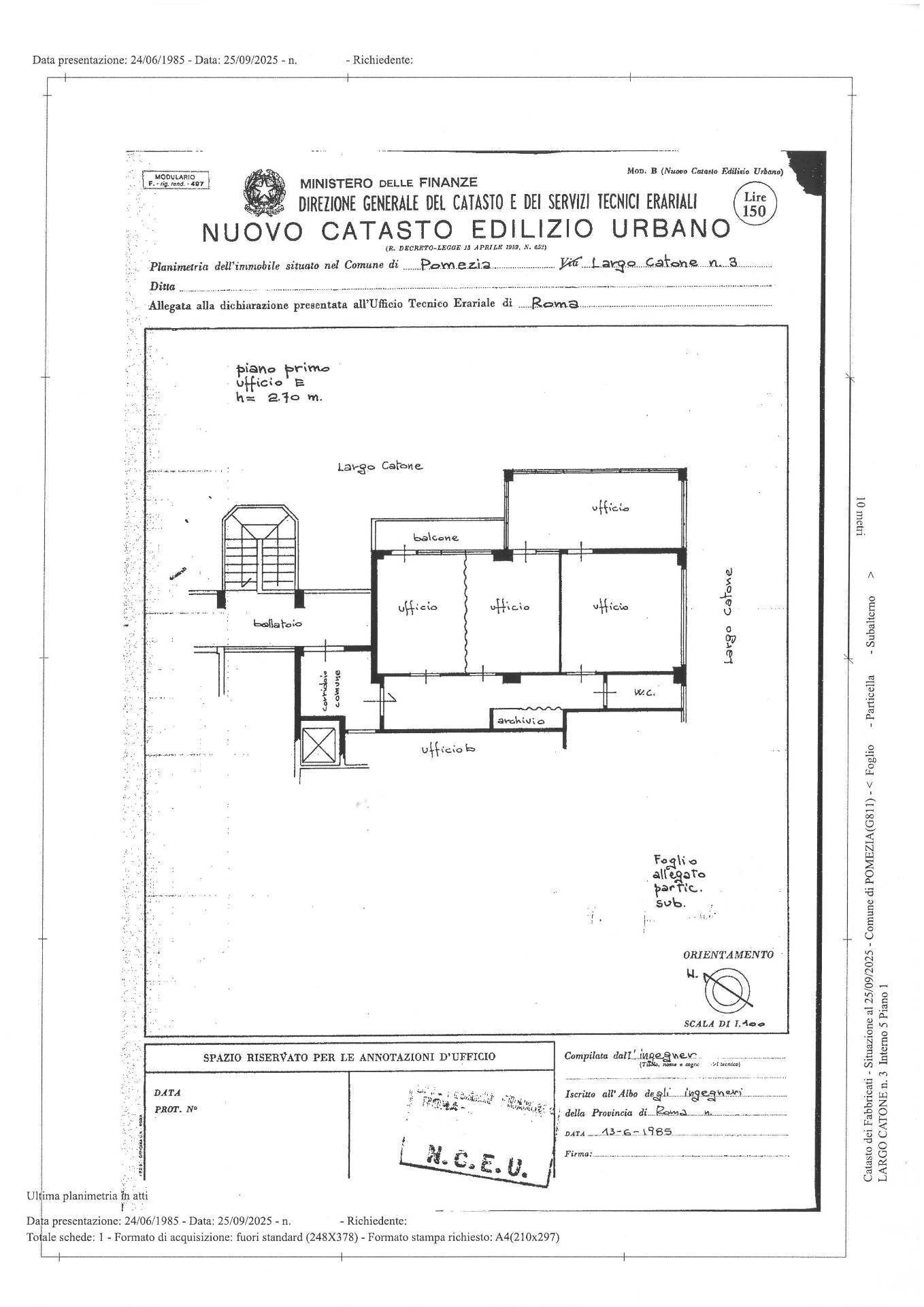 Foto 11 - Ufficio Largo Catone
 
3, Pomezia - planimetria 1