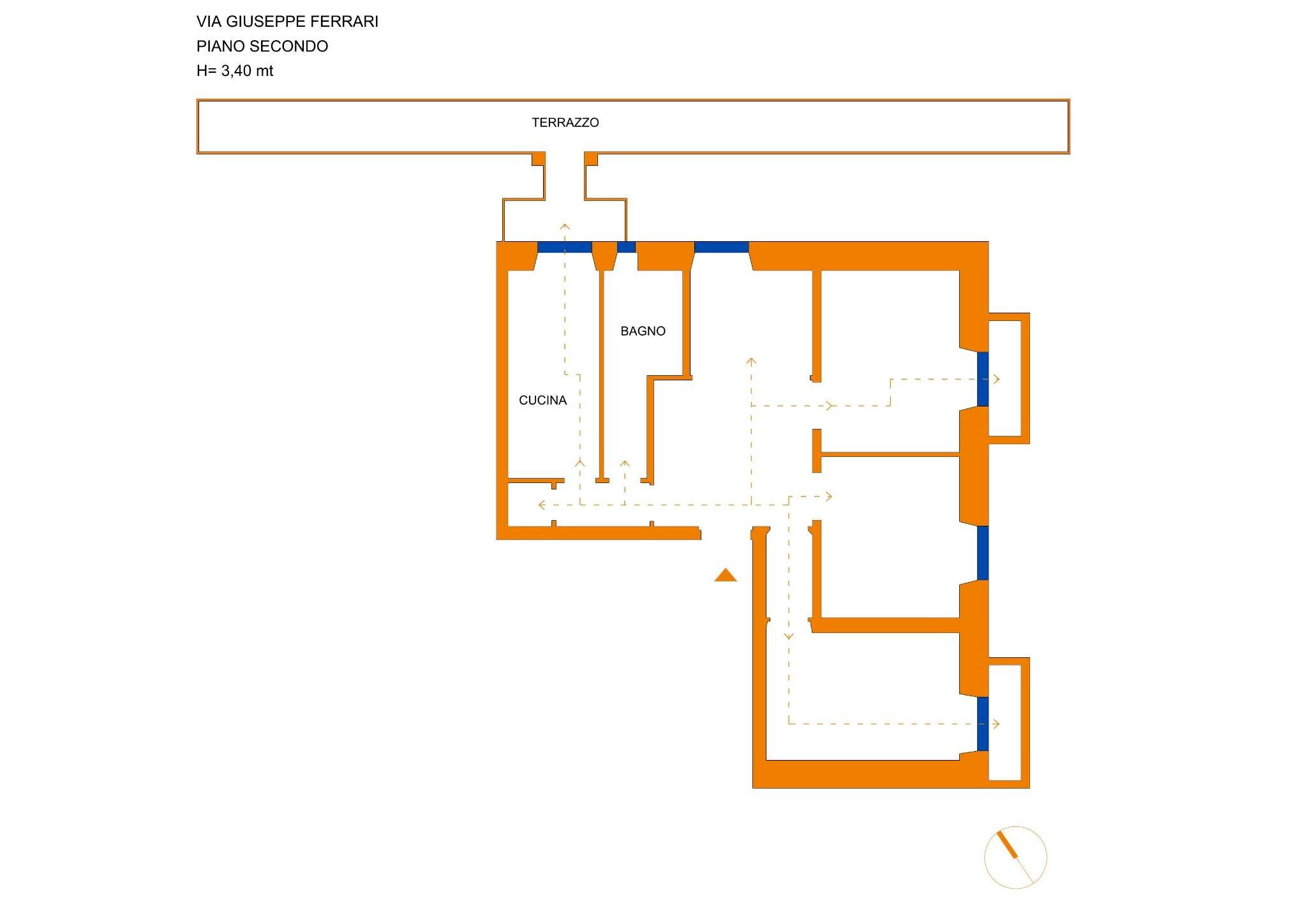 Four-room apartment via Giuseppe Ferrari, 5, Genova (neighborhood Castelletto) - floor plans 1
