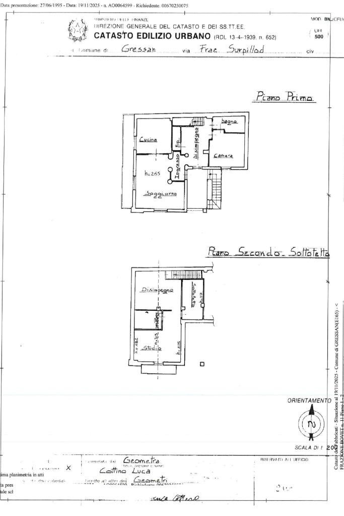 Porzione di casa frazione Surpillod, Gressan - planimetria 1