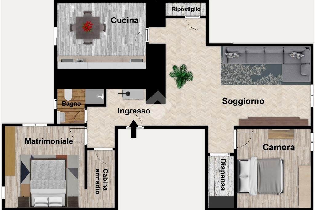 Four-room apartment Via Antonio Gramsci, Genova (neighborhood Centro Storico) - floor plans 1