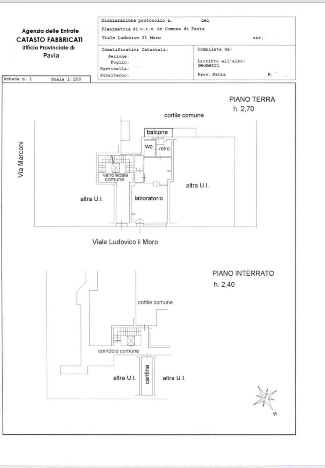 Negozio viale Ludovico il Moro, Pavia - planimetria 1