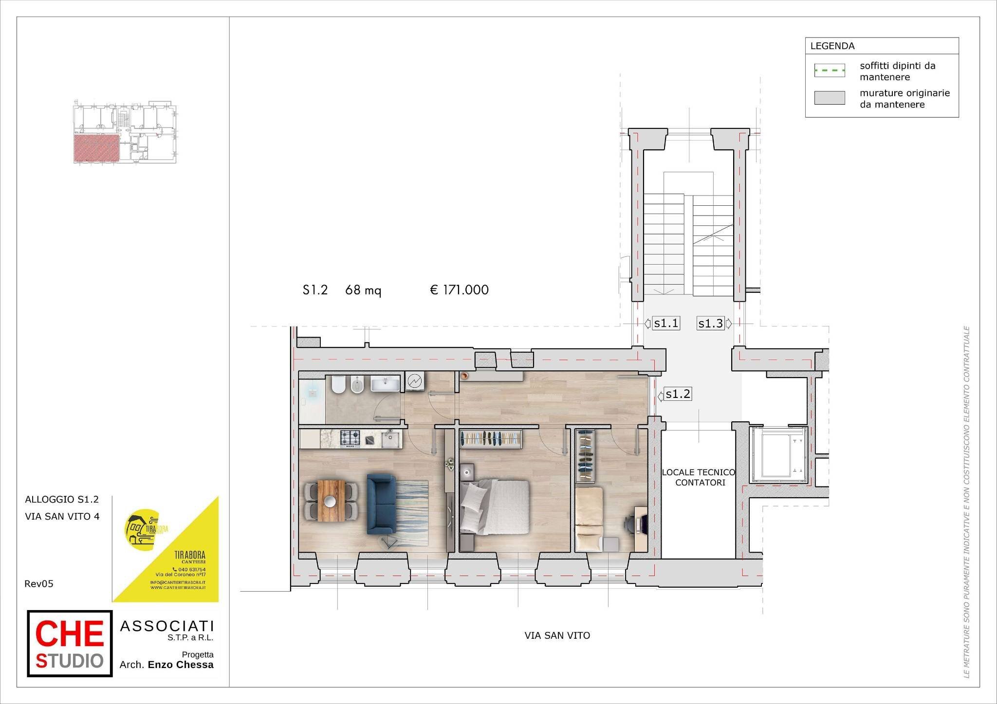 Three-room apartment via San Vito, 4, Trieste - floor plans 1