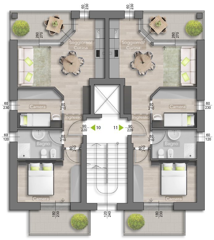 planimetria - Trilocale Via Giosuè Carducci 9, Riccione - planimetria 1