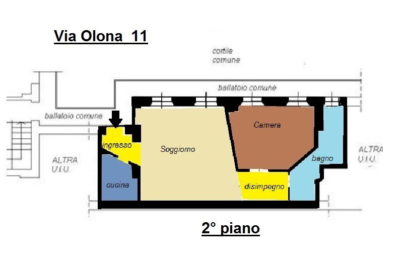 Bilocale via Olona, 11, Milano (zona San Vittore) - planimetria 1