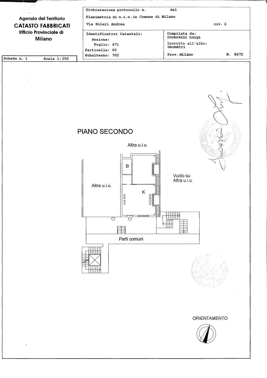 Bilocale via Andrea Solari, 6, Milano - planimetria 1