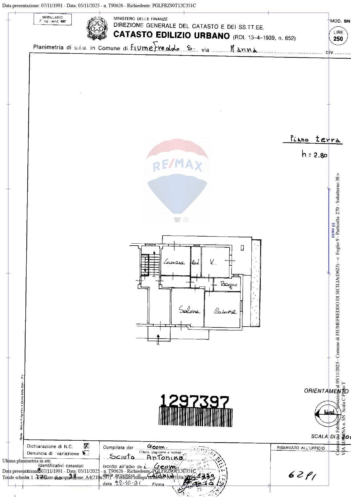 Pianta 2D - Appartamento Via Marina
 
125, Fiumefreddo di Sicilia - planimetria 1