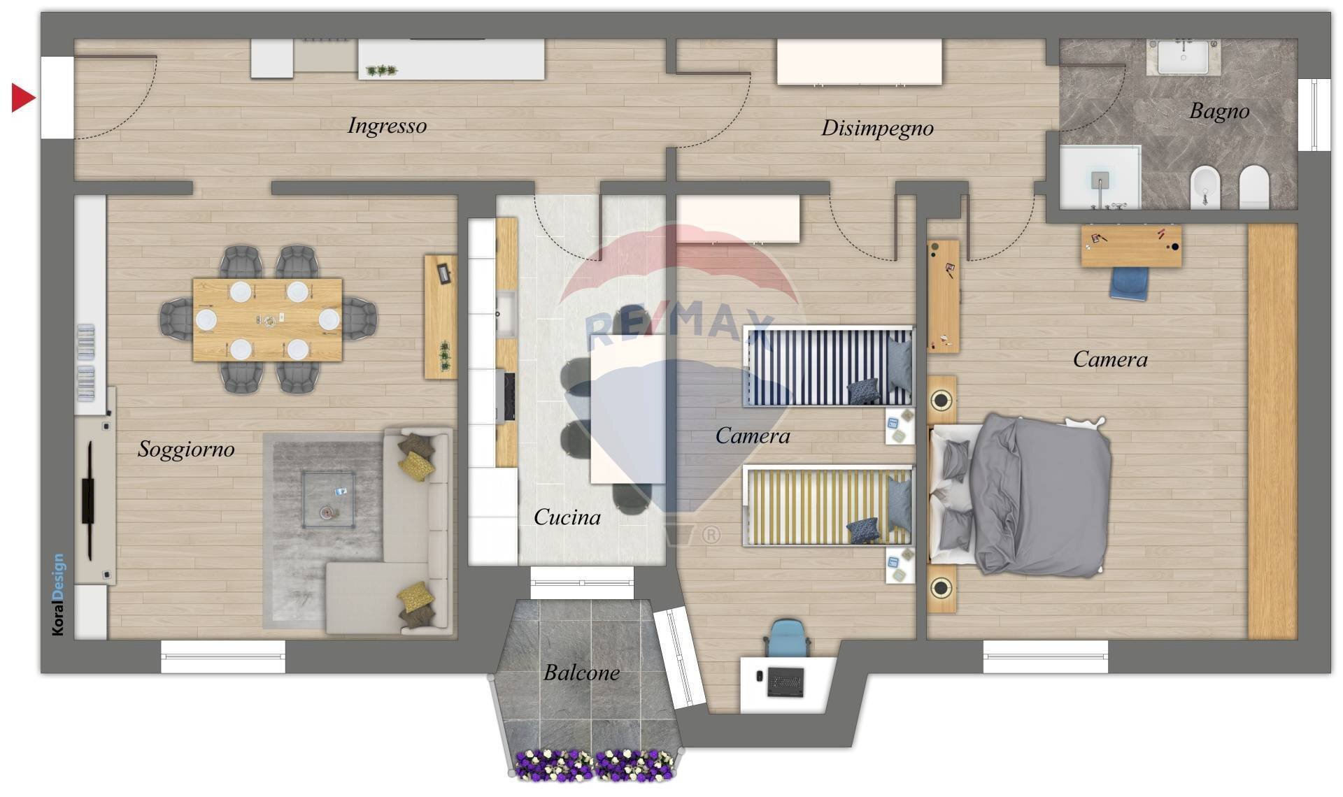 Pianta 2D - Trilocale Via San Pietro
 
73, Gazzuolo - planimetria 1