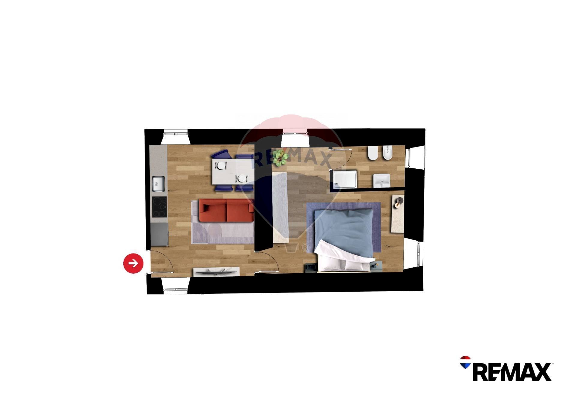 Pianta 3D - Bilocale VIA CESARE BATTISTI
 
22, Curno - foto 1