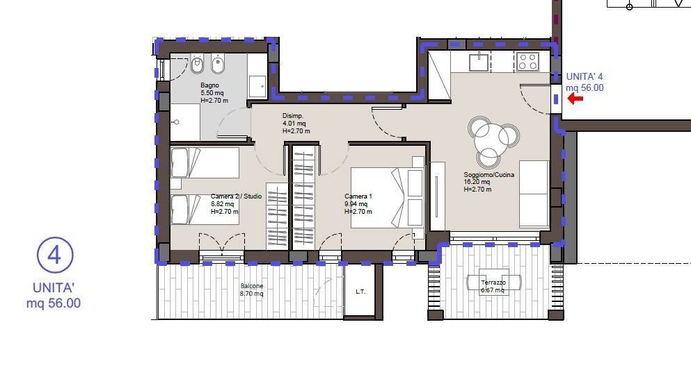 Foto 2 - Trilocale via aspromonte, Porto San Giorgio - planimetria 1