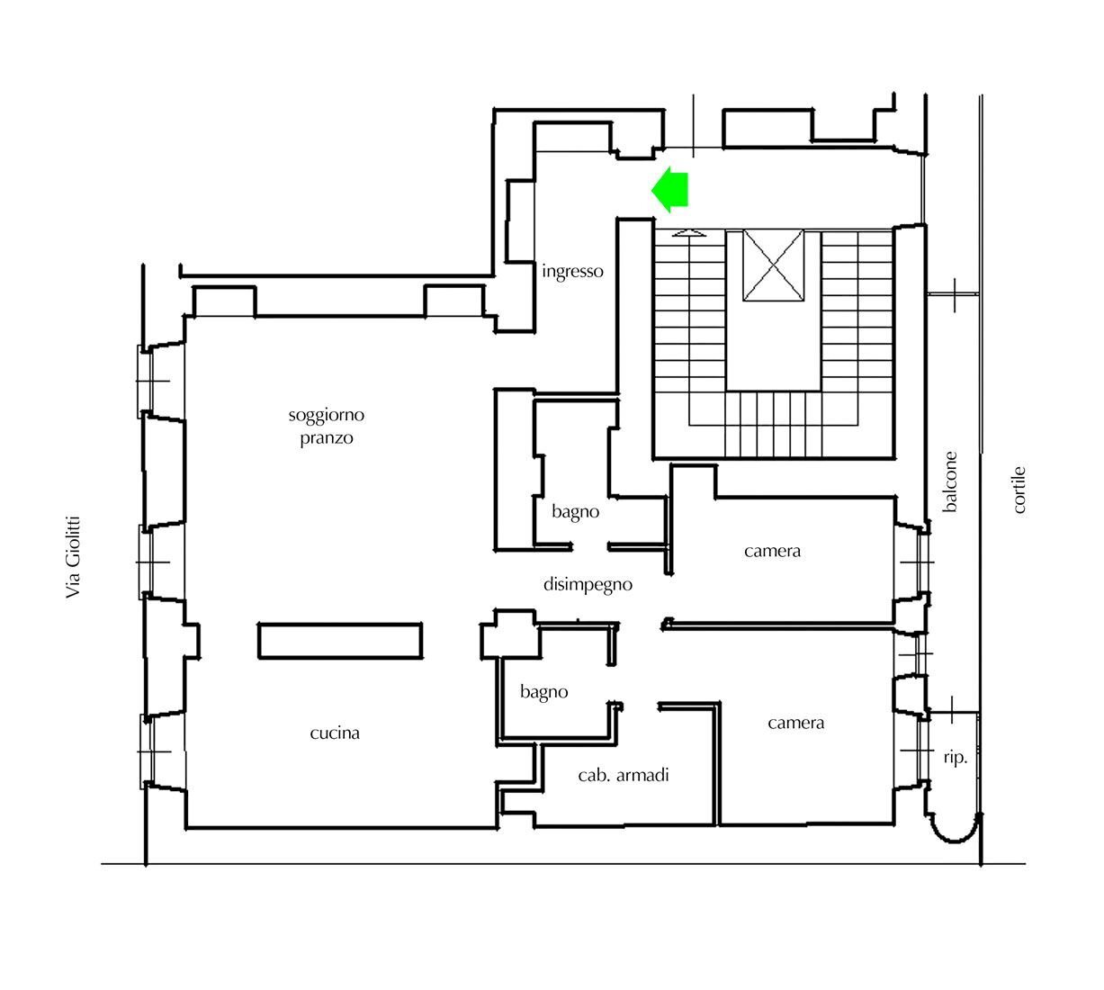 Four-room apartment via Giovanni Giolitti, 5, Torino (neighborhood Centro) - floor plans 1