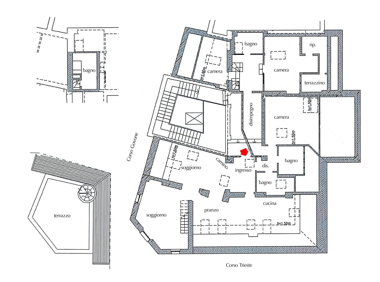 Appartamento corso Generale Giuseppe Govone, 7, Torino (zona Crocetta) - planimetria 1