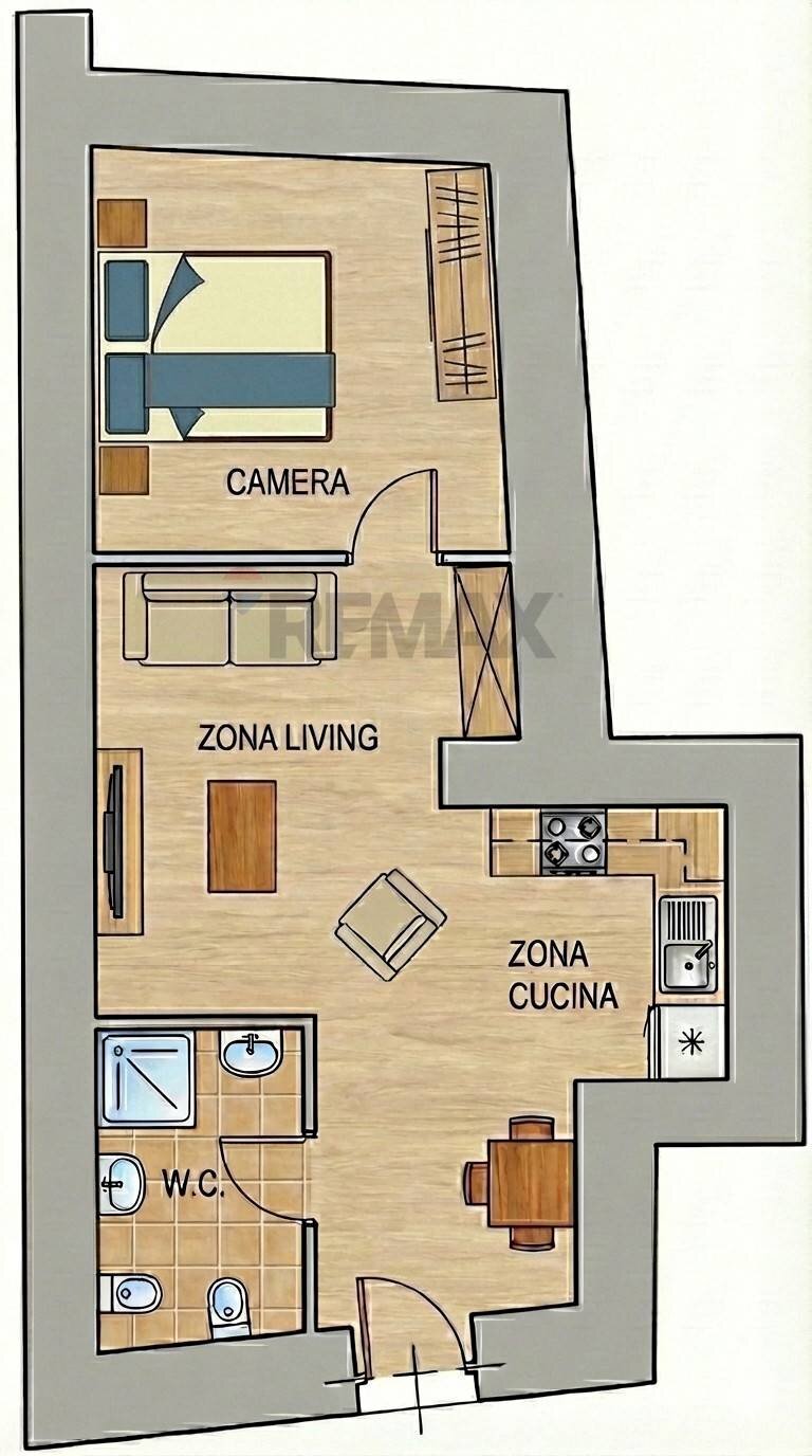 Pianta 2D - Two-room apartment Corso Tripoli
 
60, Vieste - floor plans 1
