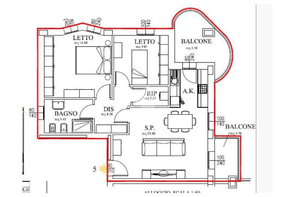 Trilocale Via Peschiera, Castelfranco Emilia - planimetria 1