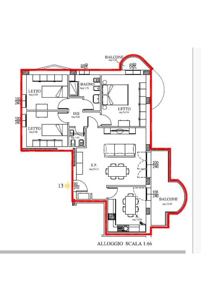 Quadrilocale Via Peschiera, Castelfranco Emilia - planimetria 1