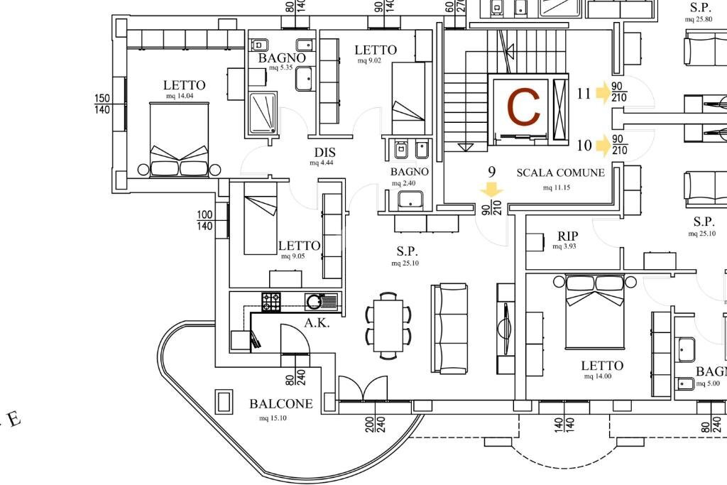Four-room apartment Via Peschiera, Castelfranco Emilia - floor plans 1