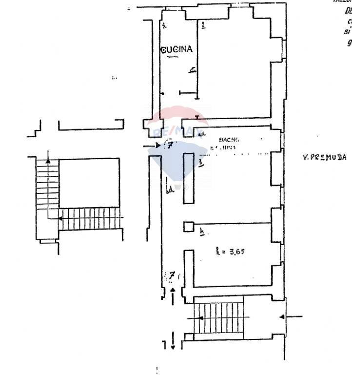 Pianta 2D - Trilocale Via Premuda, Roma - planimetria 1