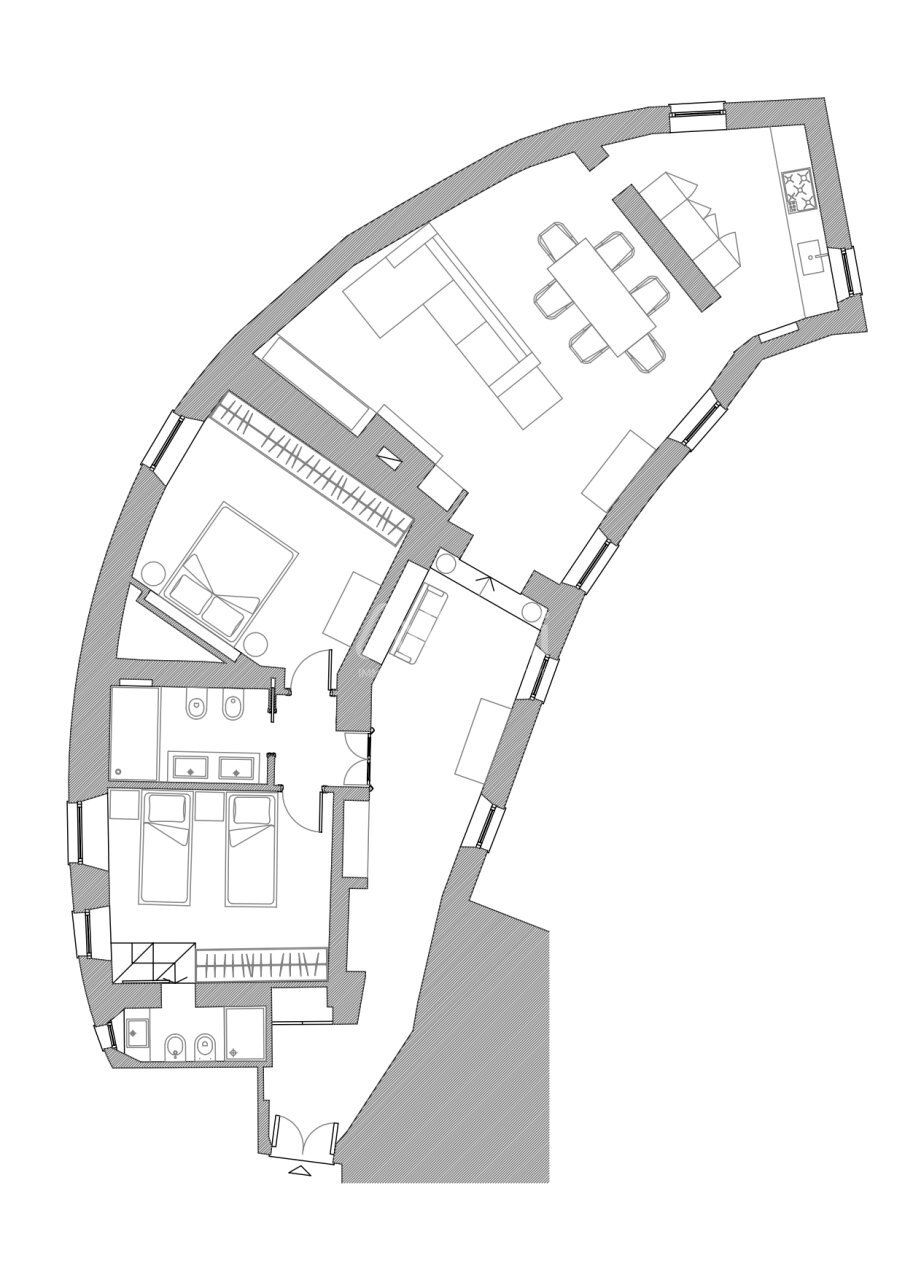 SA171-PIANTA CON ARREDI - Attico Sarzana - planimetria 1
