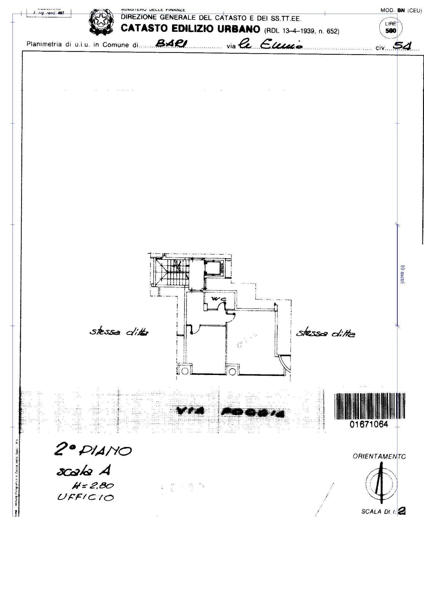 Foto 18 - Ufficio Viale Quinto Ennio
 
54, Bari - planimetria 1
