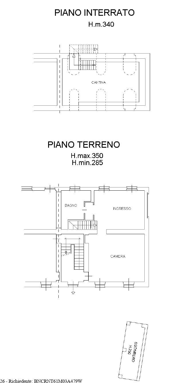 Rustico via Duca d'Aosta, Castelnuovo Calcea - planimetria 1