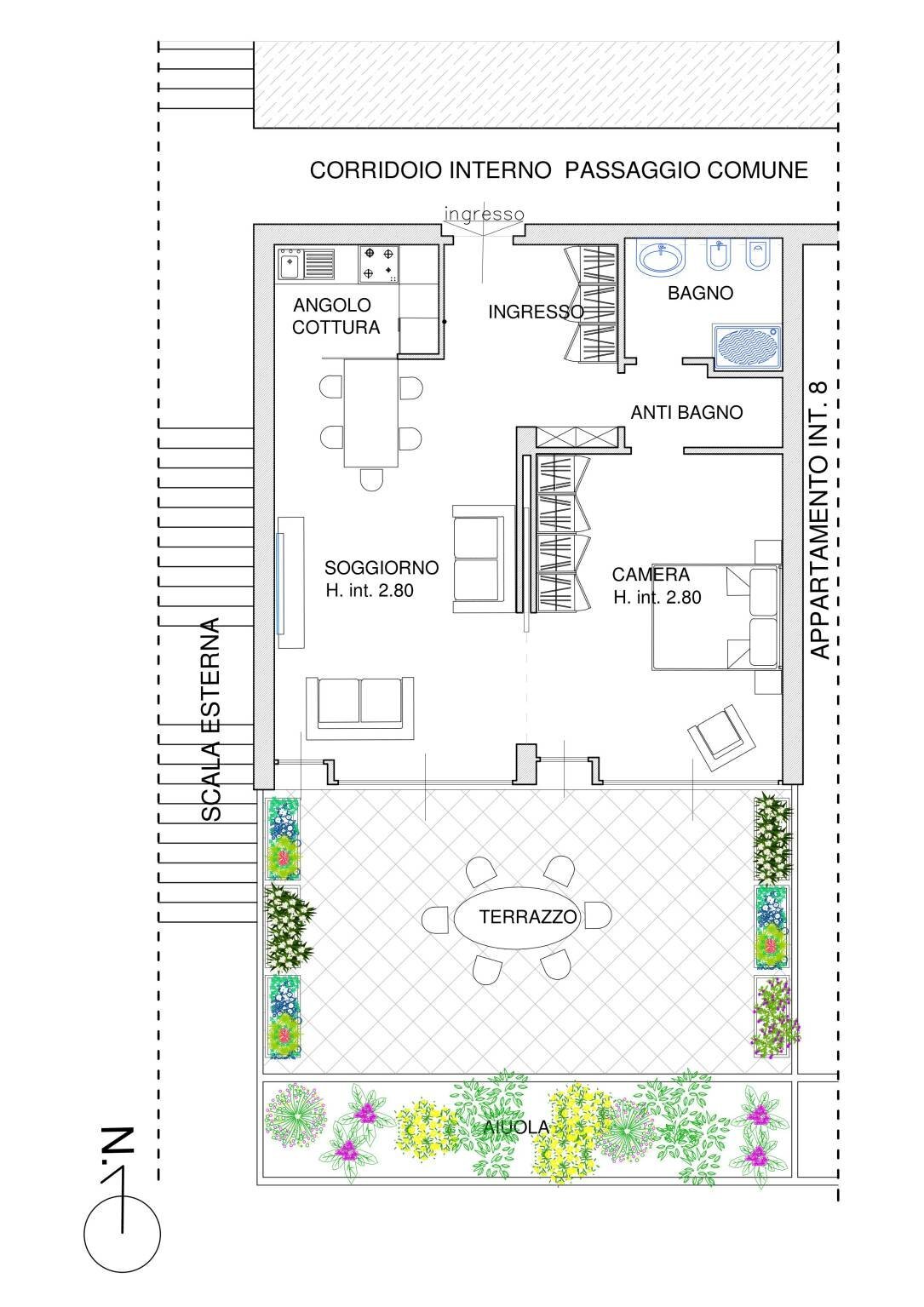 Three-room apartment corso Giuseppe Mazzini, Camogli - floor plans 1