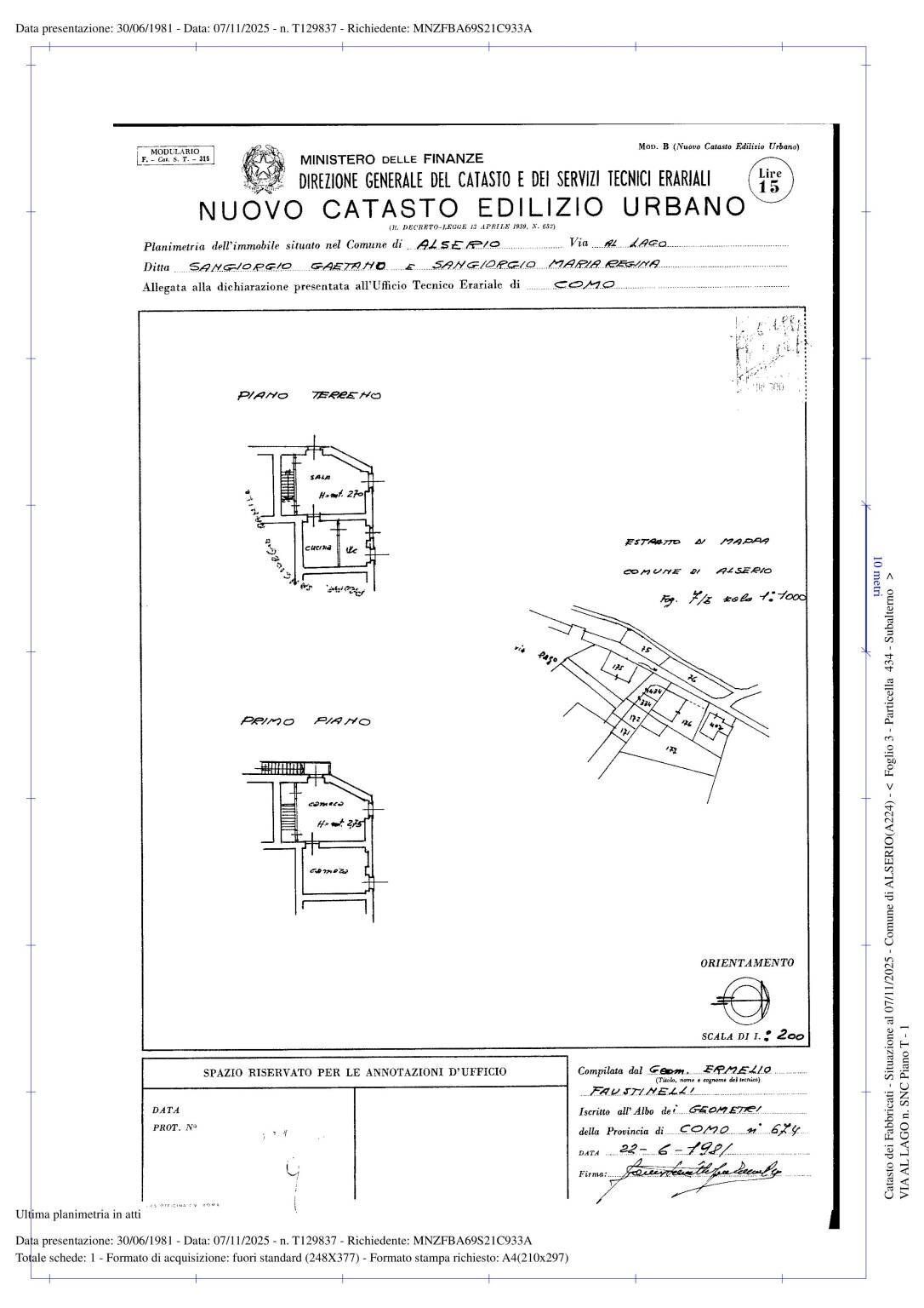 Three-room apartment via al Lago, 10, Alserio - floor plans 1