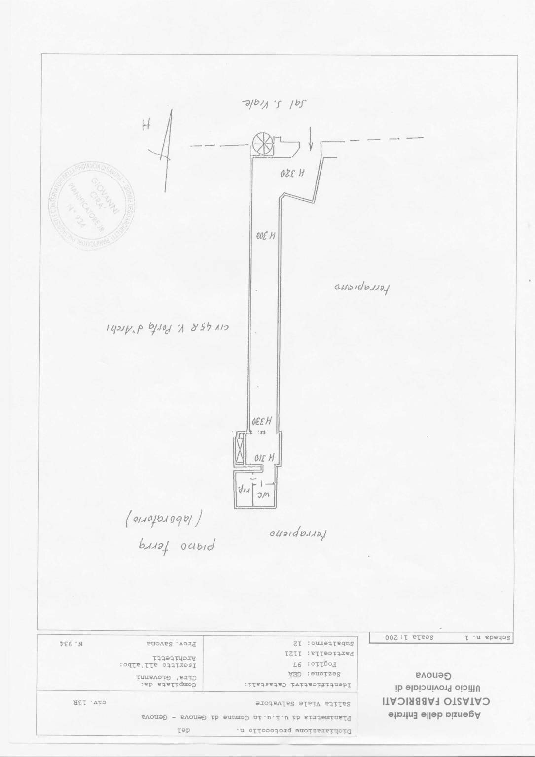 Magazzino salita Salvatore Viale, Genova - planimetria 1