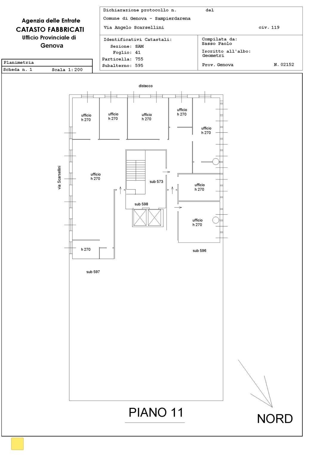 Stabile - Palazzo via Angelo Scarsellini, Genova (zona Sampierdarena) - planimetria 1