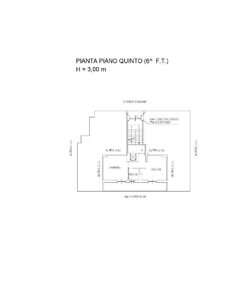 planimetria appartamento - Bilocale via Pordenone, 16, Torino (zona Santa Rita) - planimetria 1