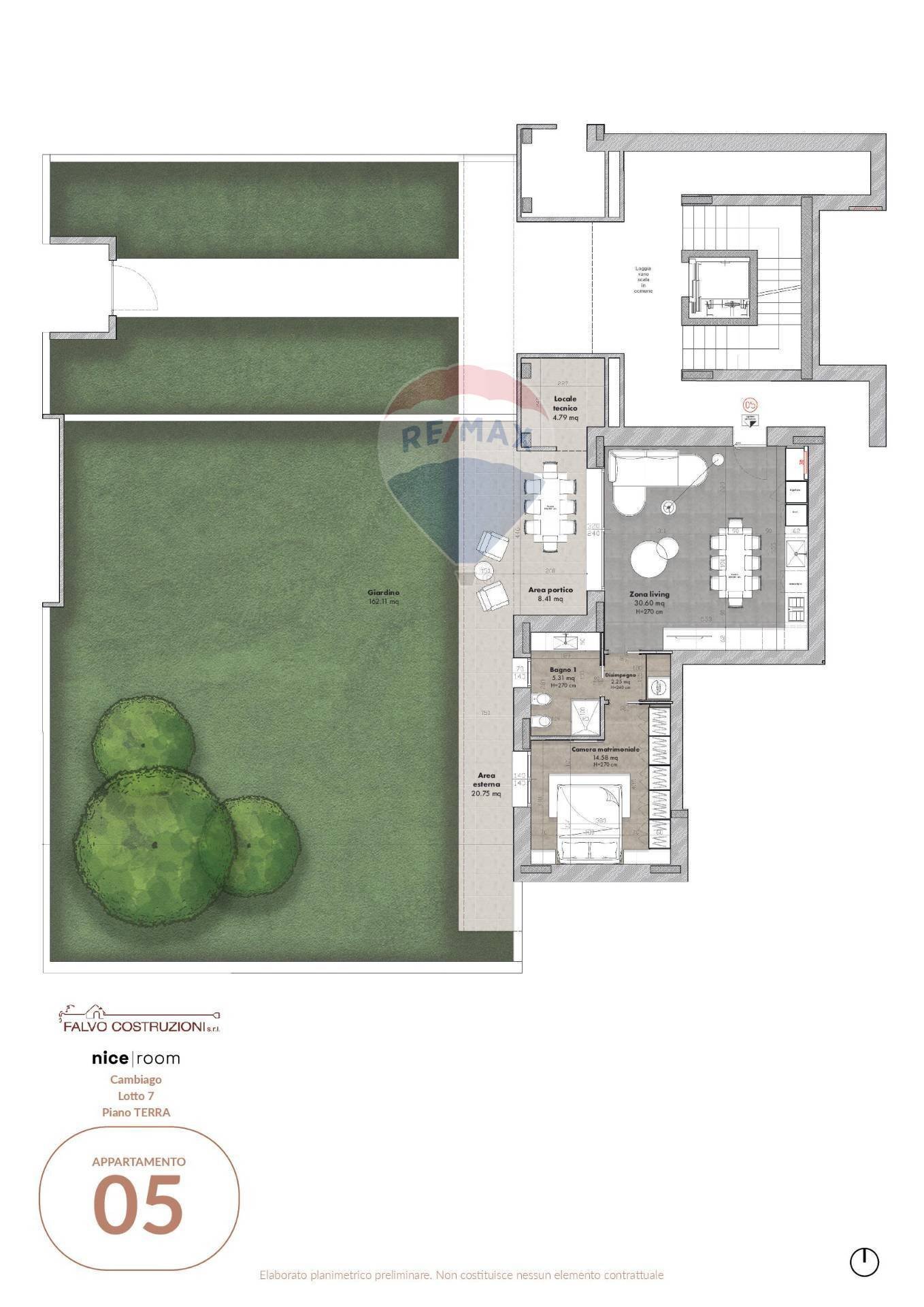 Pianta 2D - Bilocale VIA MARTIRI DELLE FOIBE, Cambiago - planimetria 1