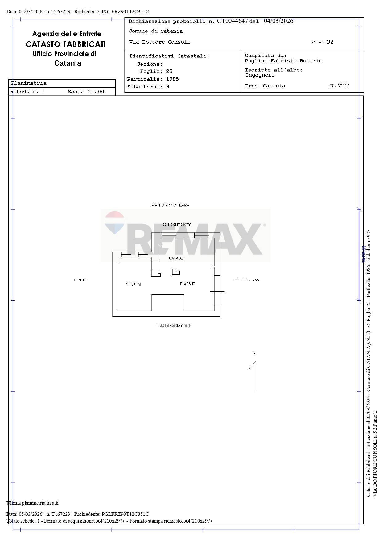 Pianta 2D - Appartamento Via Dottor Consoli
 
100, Catania - planimetria 1