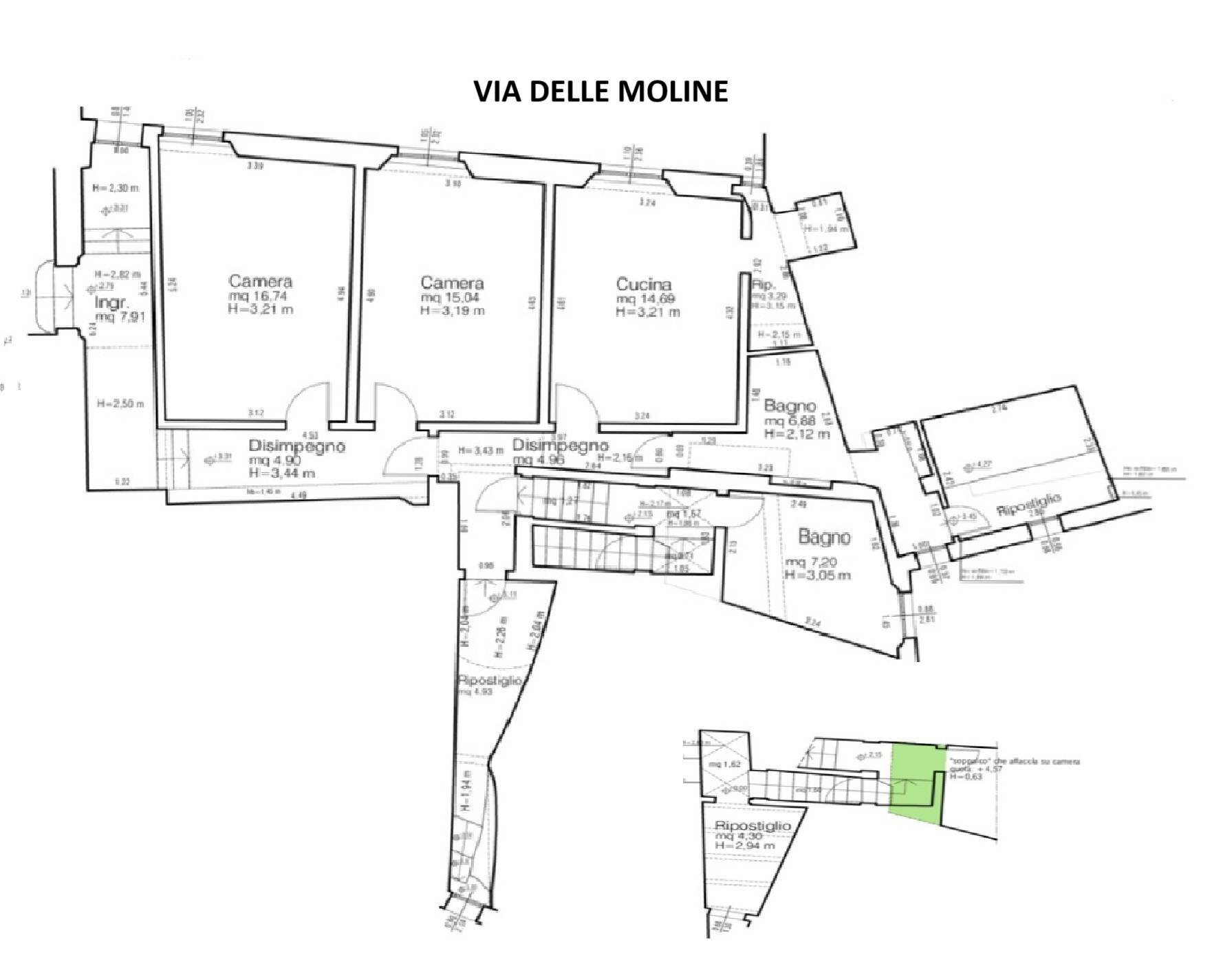 Three-room apartment via delle Moline, 1, Bologna (neighborhood Irnerio) - floor plans 1