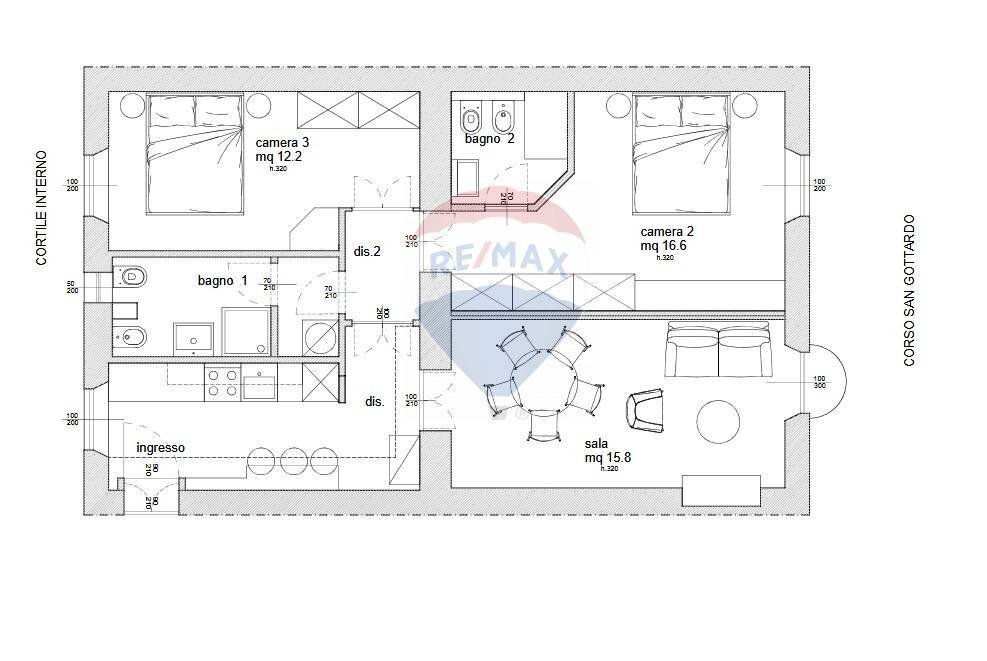 Pianta 2D - Three-room apartment Via Lagrange
 
2, Milano - floor plans 1