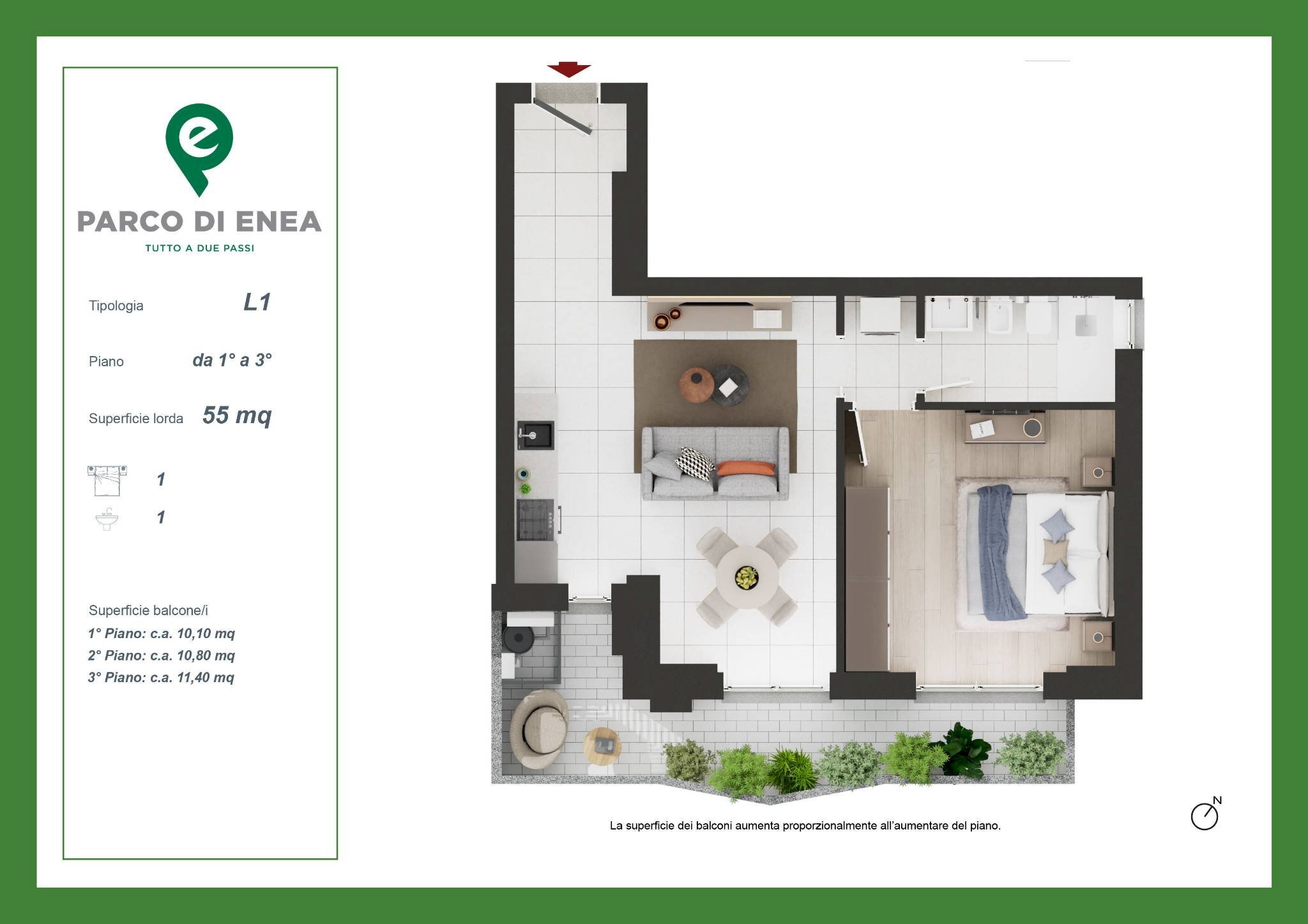 Bilocale via del Mare, 12, Pomezia - planimetria 1