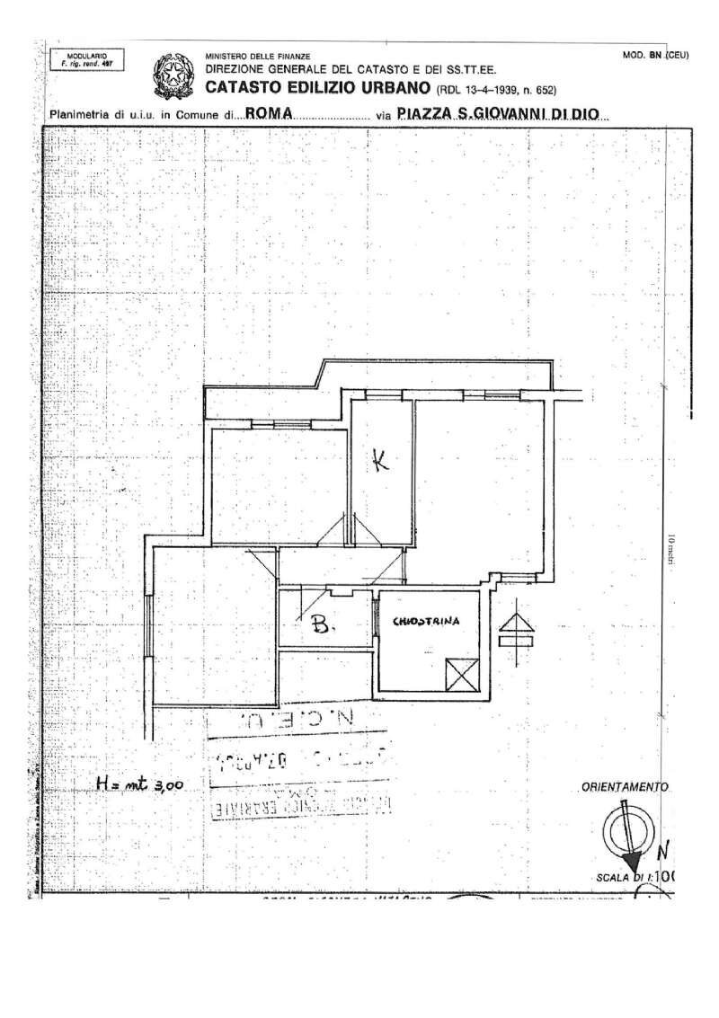 pln - Trilocale piazza San Giovanni di Dio, Roma - planimetria 1