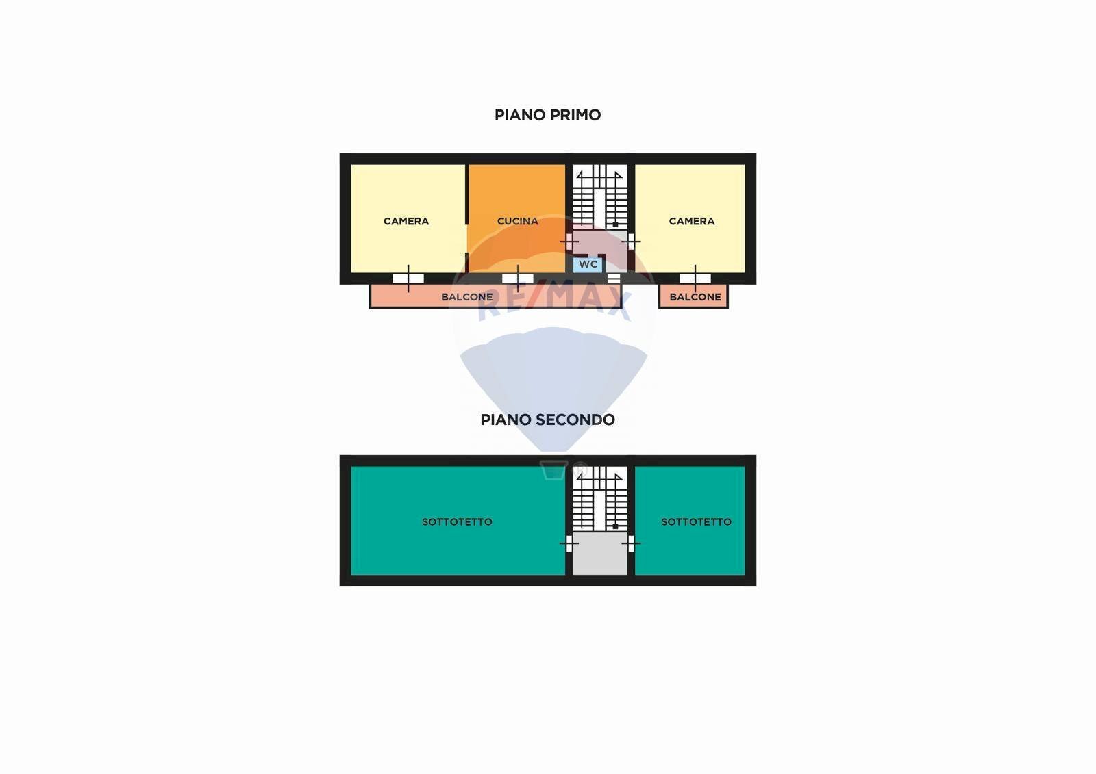 Pianta 2D appartamento e sottotetto - Semi-detached house Via Elena
 
60-62-64, Mondragone - floor plans 1