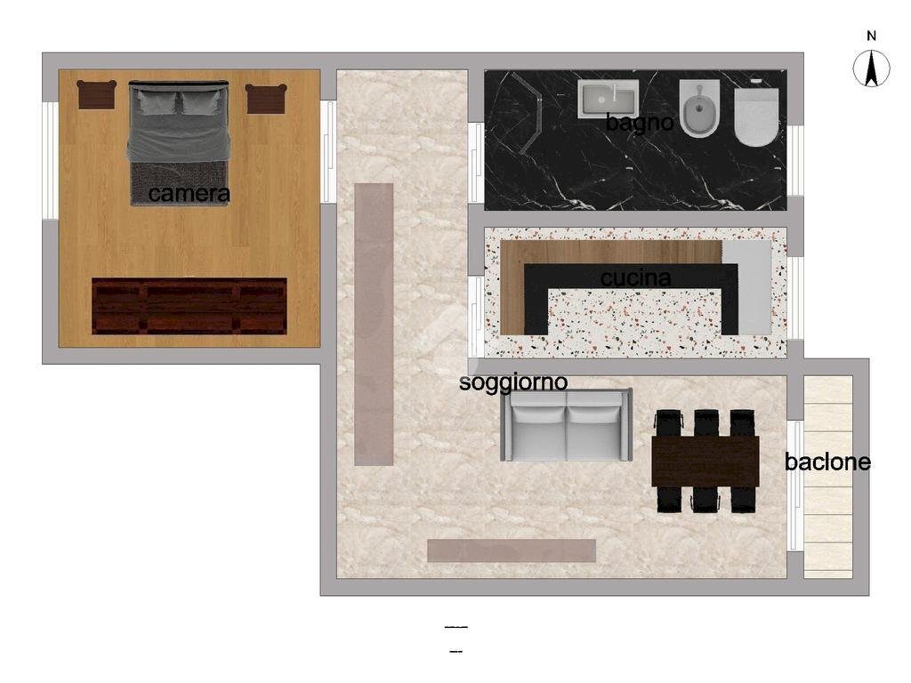 Two-room apartment Via valparaiso, Milano (neighborhood Solari) - floor plans 1