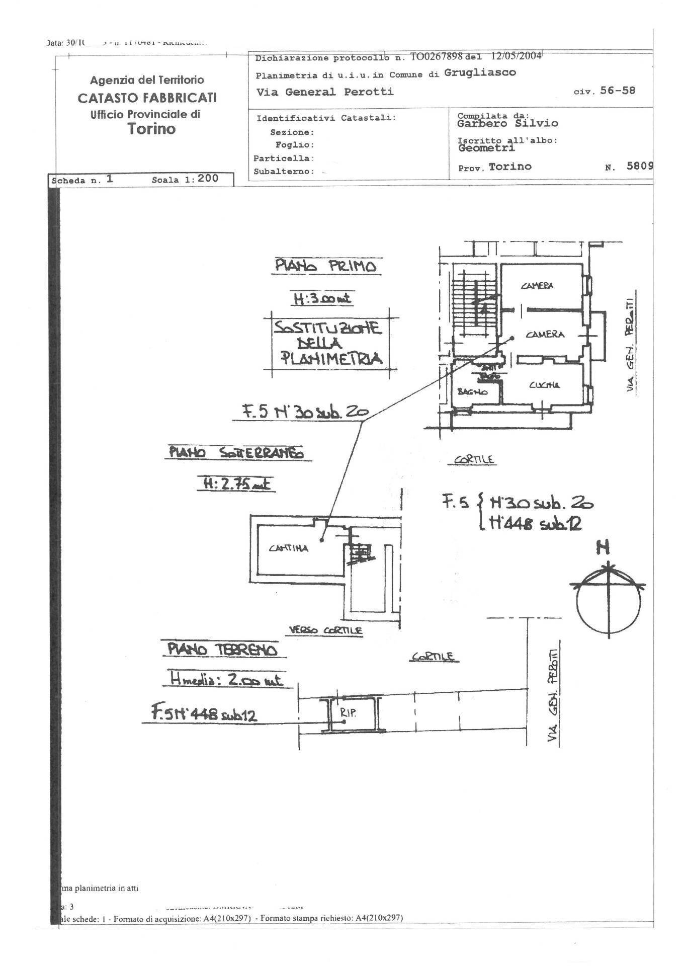 Foto 33 - Trilocale via Perotti
 
56, Grugliasco - planimetria 1