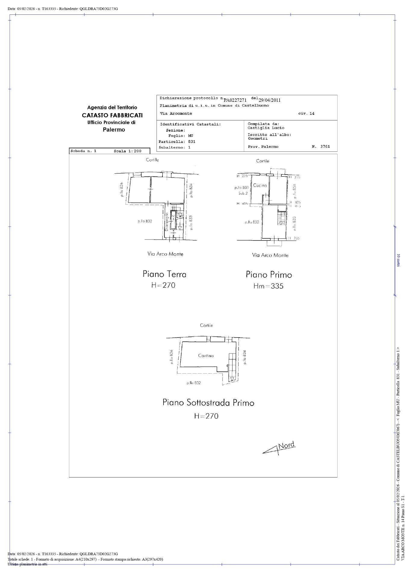 Foto 27 - Casa indipendente Via Arco Monte
 
12-14, Castelbuono - planimetria 1