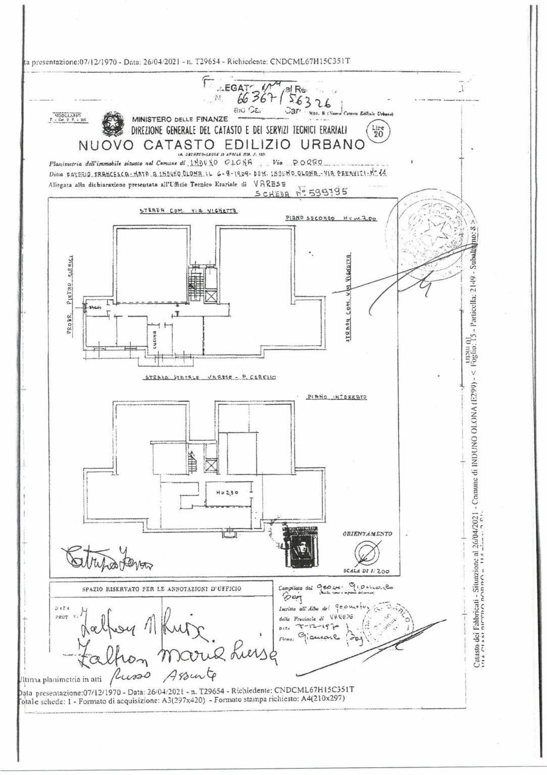 Trilocale via Gian Pietro Porro, 114, Induno Olona - planimetria 1
