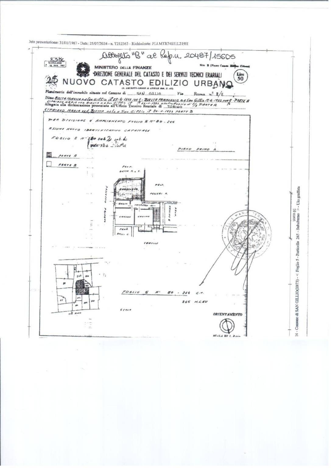 Three-room apartment via Roma, 8/e, San Gillio - floor plans 1