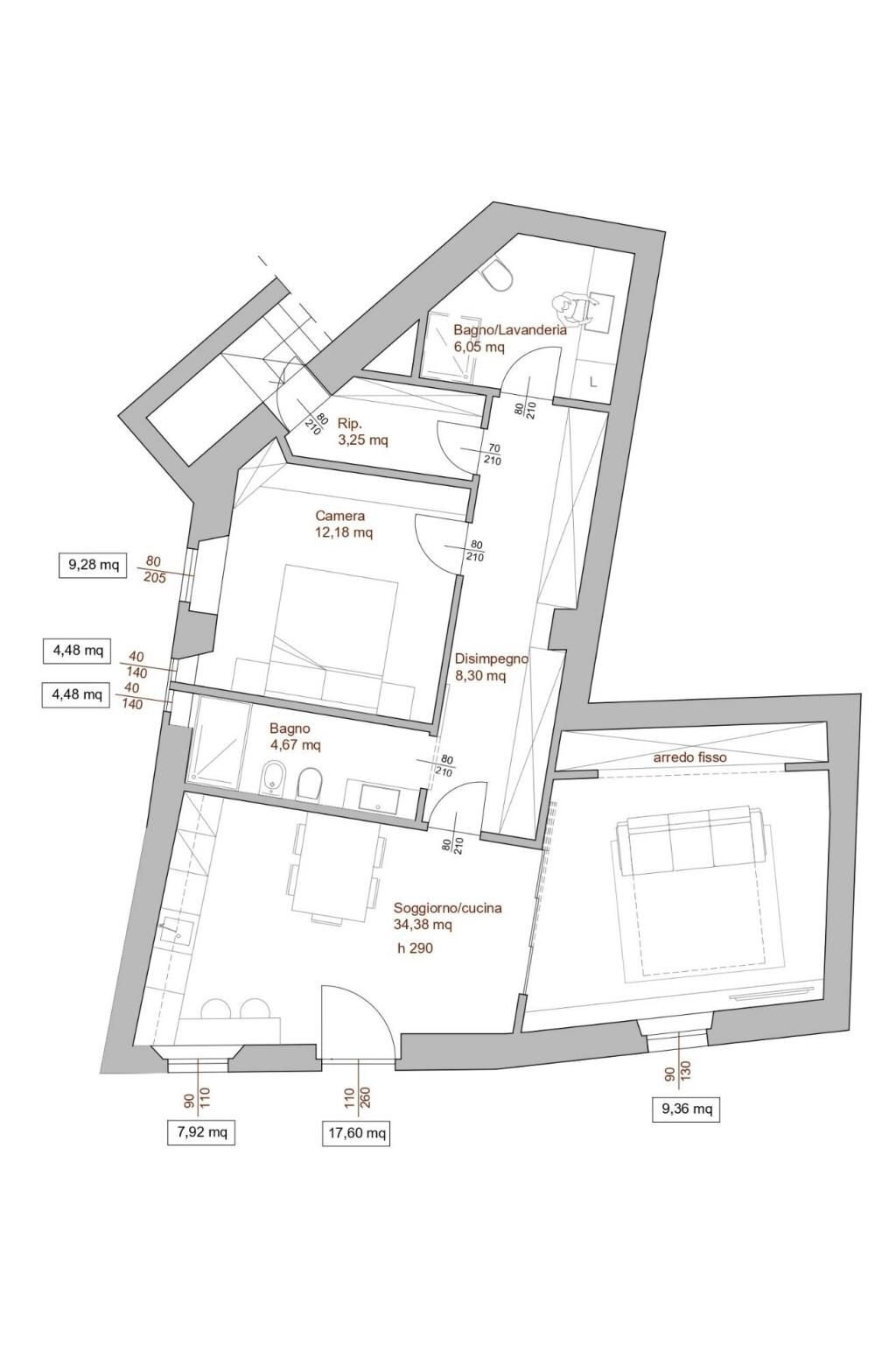 Two-room apartment via Giacomo Matteotti, 13, Bodio Lomnago - floor plans 1