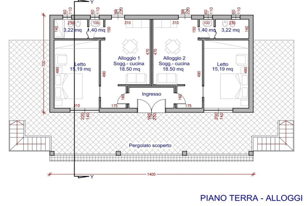 progetto piano terra alloggi.jpg - Terreno edificabile Sassari - planimetria 1