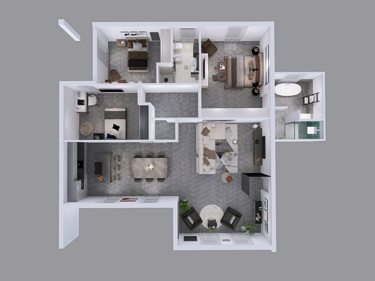 Rendering disposizione interna - Appartamento Corso Giacomo Matteotti, Castel San Giovanni - foto 1