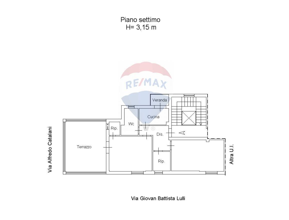Pianta 2D - Attico Via Giovan Battista Lulli
 
11, Palermo - planimetria 1
