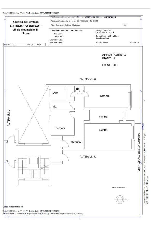 Trilocale via Foiano della Chiana, Roma - planimetria 1