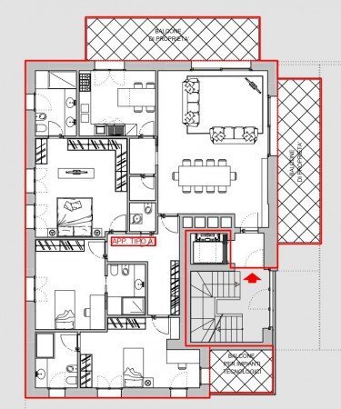 Four-room apartment via Monte Ortigara, Bergamo - floor plans 1