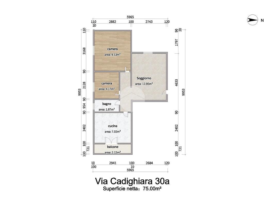 Four-room apartment Via Cadighiara, Genova (neighborhood Borgoratti) - floor plans 1